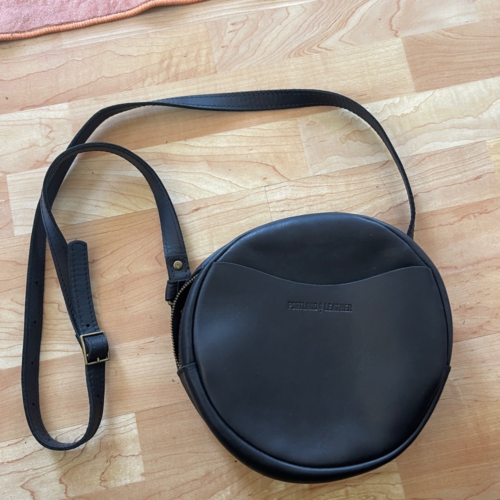 Round Portland Leather bag- hardly used!